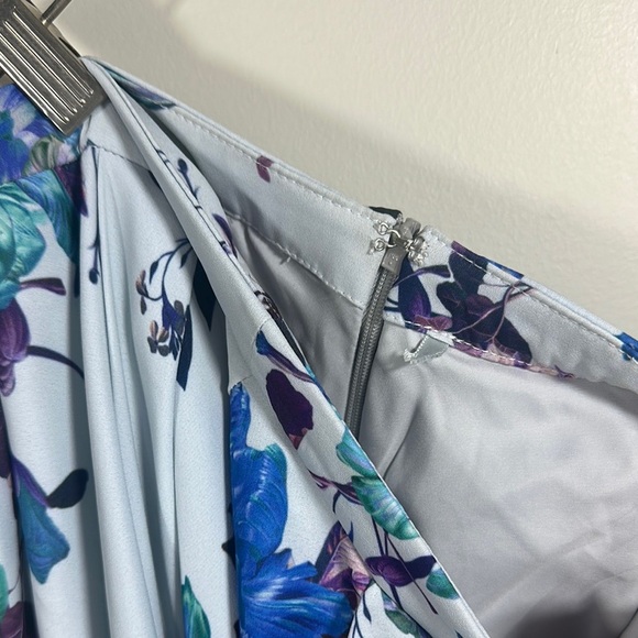 Fame and Partners Light Blue and Purple Floral Pleated Maxi Skirt A-line Size 4 - Picture 3 of 9